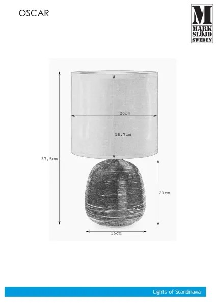 Markslöjd 107068 - Asztali lámpa OSCAR 1xE27/60W/230V