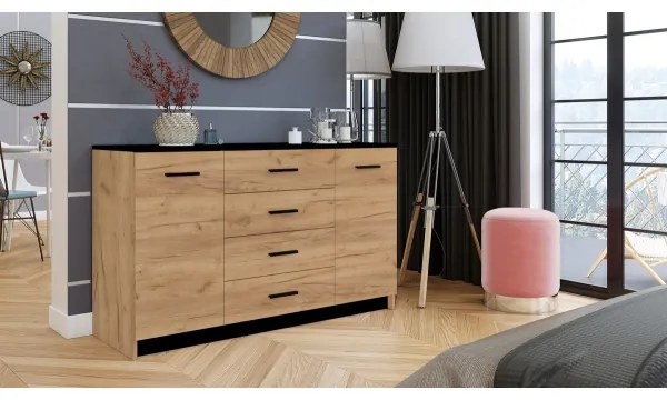 TAYLER komód tölgy craft/fekete