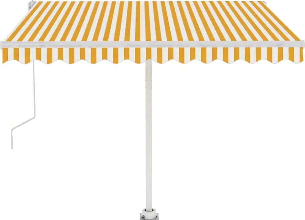 vidaXL sárga-fehér automata póznás napellenző 300 x 250 cm