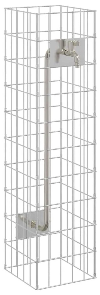 Gabion Oszlop Ezüst 25 x 25 x 100 cm Rozsdamentes acél
