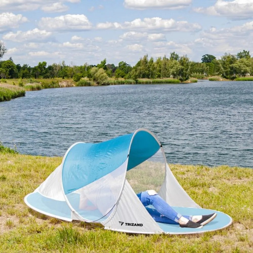 Tengerparti sátor SUNSHADE 120x190 cm, kék-fehér