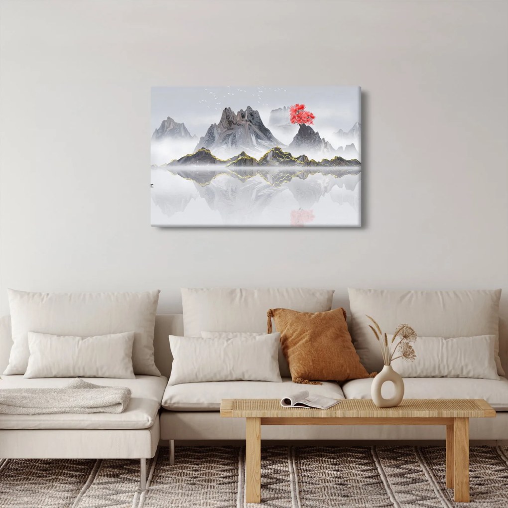 Kép - Hegyek a ködben (90x60 cm)