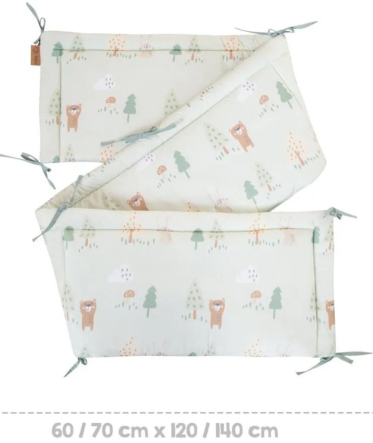 Világoszöld pamut rácsvédő 170 cm Woodland Buddies – Roba