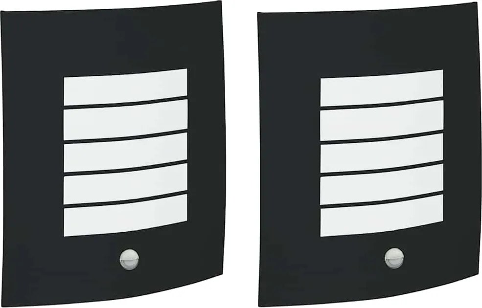 vidaXL Kültéri Fali Lámpa 2 pcs Fekete 23.5 x 9 x 26 cm