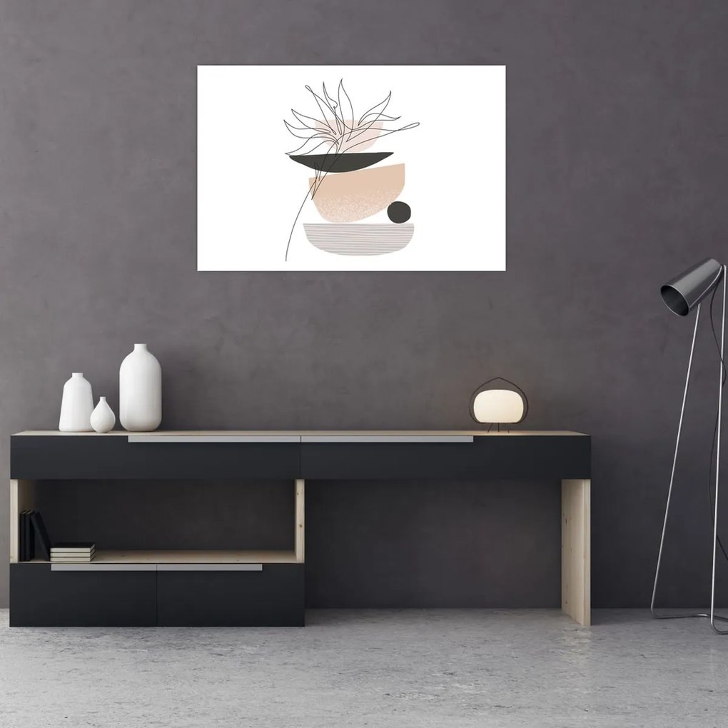 Kép - Vonal művészeti virágok N⁰1 (90x60 cm)