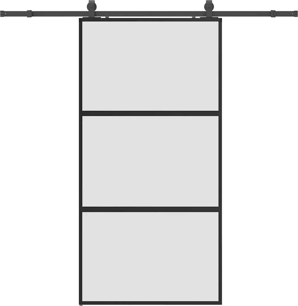 vidaXL fekete edzett üveg tolóajtó fémszerelék szettel 102,5x205 cm