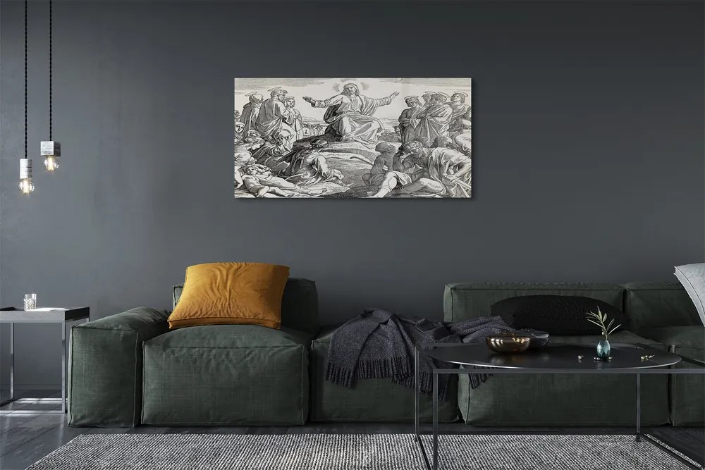 Akrilkép Jézus rajz emberek 100x50 cm