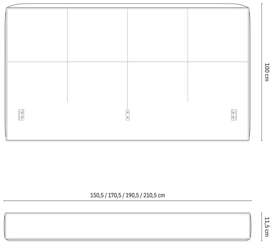 Sötétszürke kárpitozott ágytámla 189x100 cm Darren – Micadoni