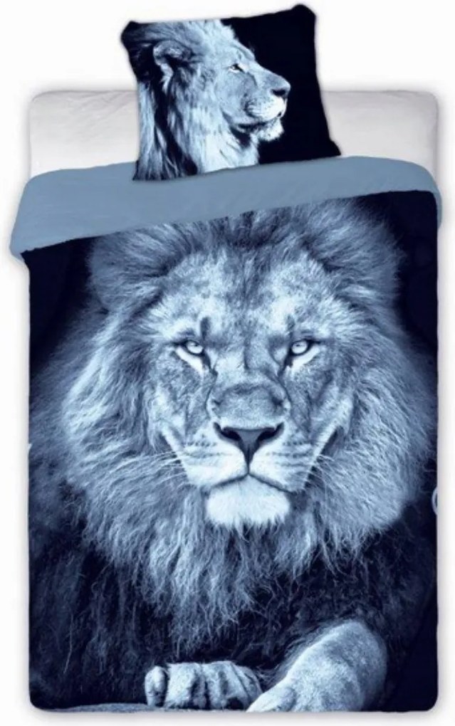 Ágyneműhuzat Oroszlán 160x200 70x80 Pamut Realisztikus Nyomtatott Állatok Cipzár