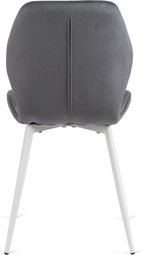 Krzesło LUCKY Szare z Białymi Nogami Welurowe