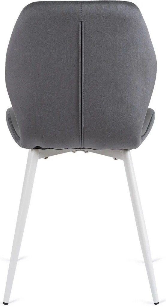 Szürke Bársony Étkezőszék Fehér Lábakkal. LUCKY