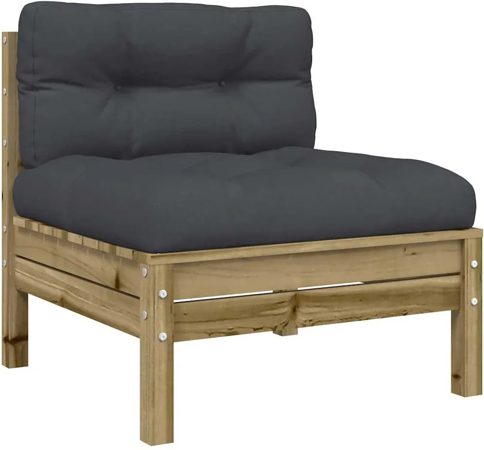 vidaXL impregnált fenyőfa karfa nélküli kerti kanapé párnákkal