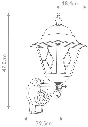 Elstead - Kültéri fali lámpa érzékelővel NORFOLK 1xE27/100W/230V IP43