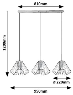 Rabalux 72371 - Csillár zsinóron EMERENCIA 3xE27/40W/230V