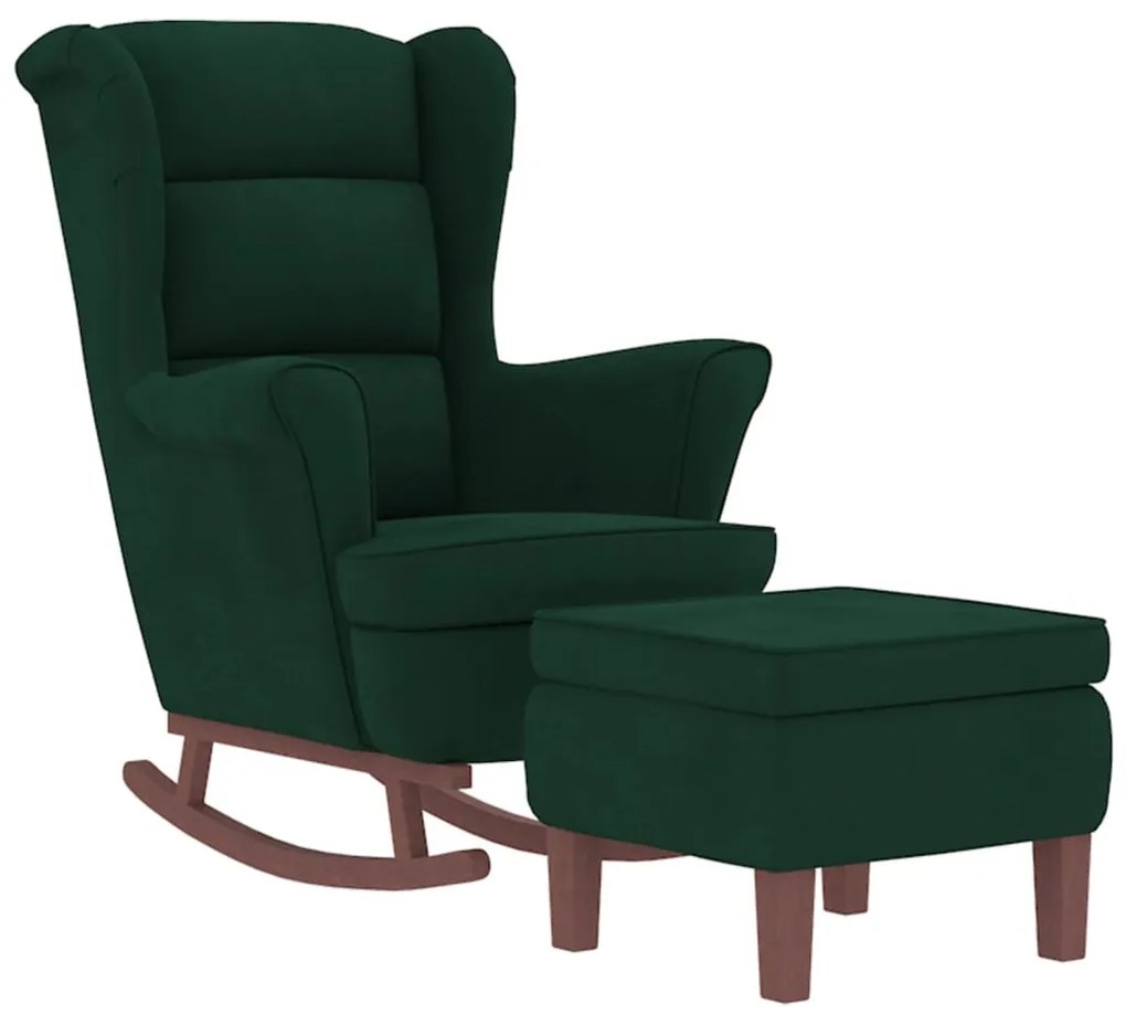 Sötétzöld Bársony és Tömörfa Hintaszék