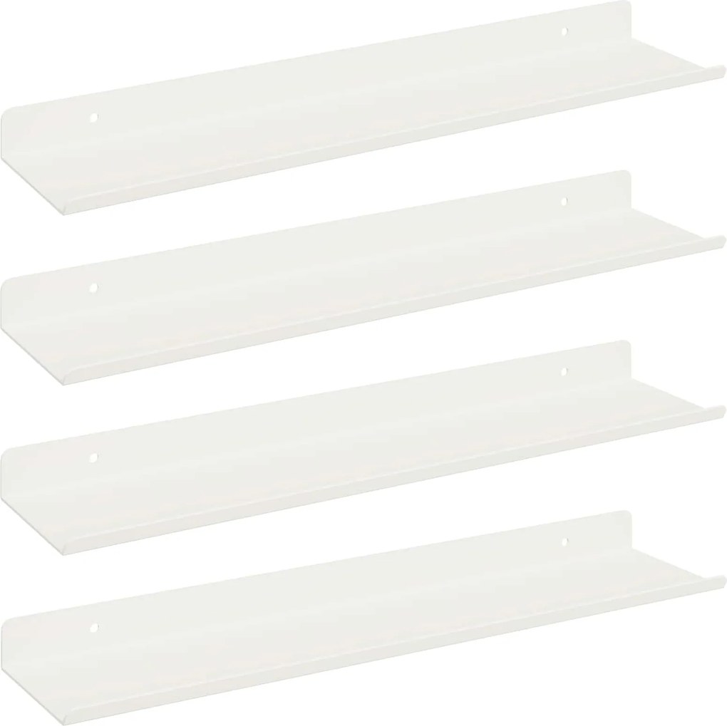 vidaXL Lebegő polc Falra szerelhető 4 pcs Fehér 40 x 9 x 2,5 cm Acél
