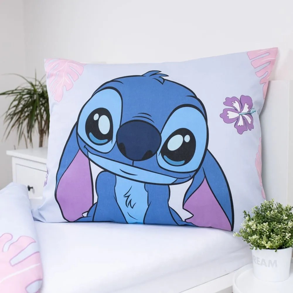 Kék-lila egyszemélyes pamut gyerek ágyneműhuzat 140x200 cm Lilo and Stitch "Cute" – Jerry Fabrics