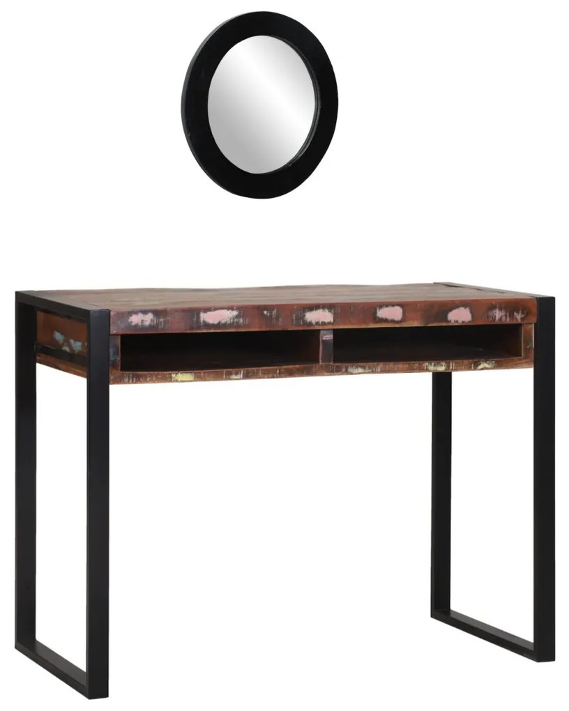 Tükörrel ellátott pipereasztal Többszínes 100x50x75 cm Tömör újrahasznosított fa