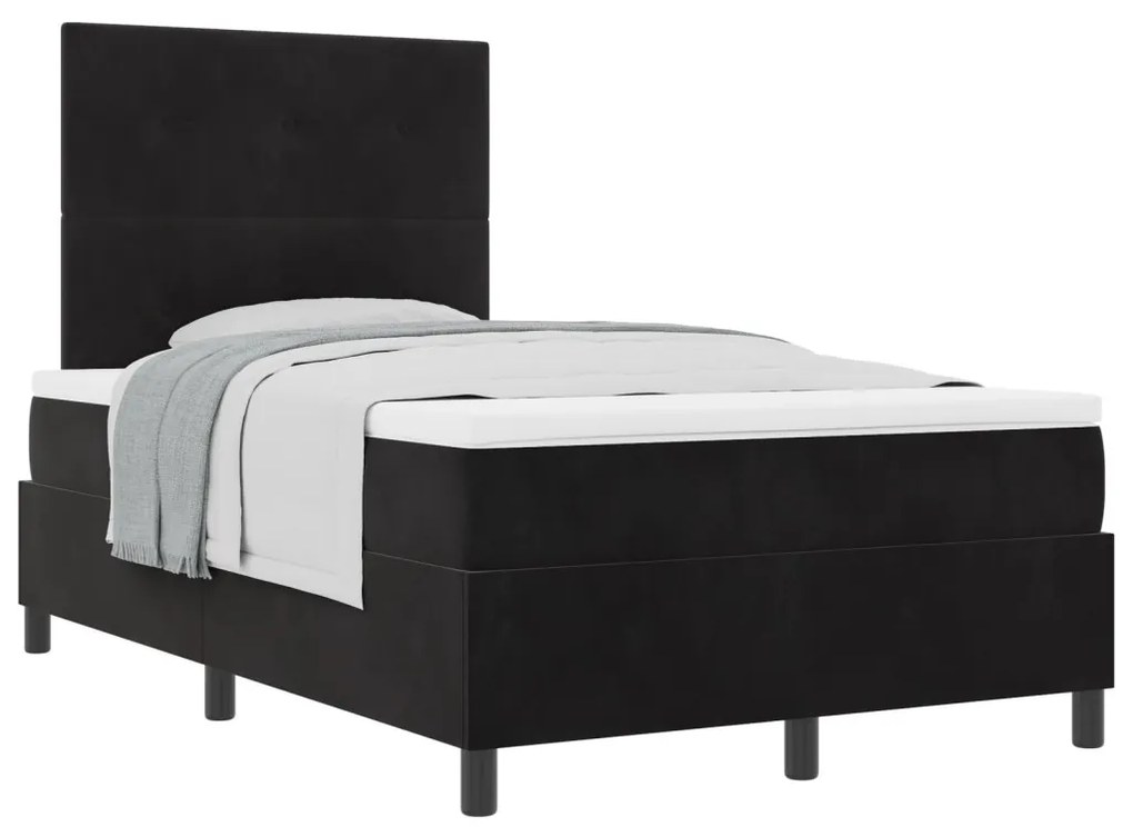 Boxspring Ágy Matraccal Fekete 120x200 cm Bársonyos