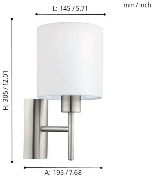 Eglo 94924 - Fali lámpa PASTERI 1xE27/60W/230V