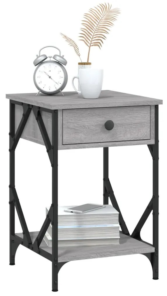 2 db szürke sonoma színű szerelt fa éjjeliszekrény 40x42x60 cm