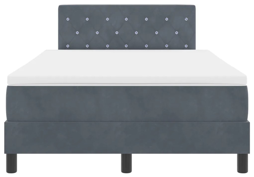 Boxspring Ágy Matraccal Sötétszürke Kicsi Kétszemélyes Bársony