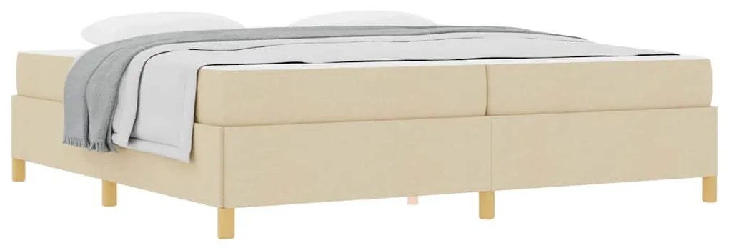 Boxrugós ágy matracmal Fehér és krém 200 x 200 cm szövet