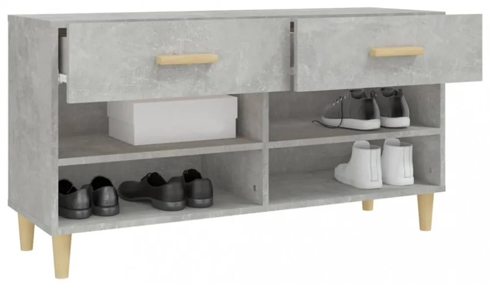 betonszürke szerelt fa cipőszekrény 102x35x55 cm
