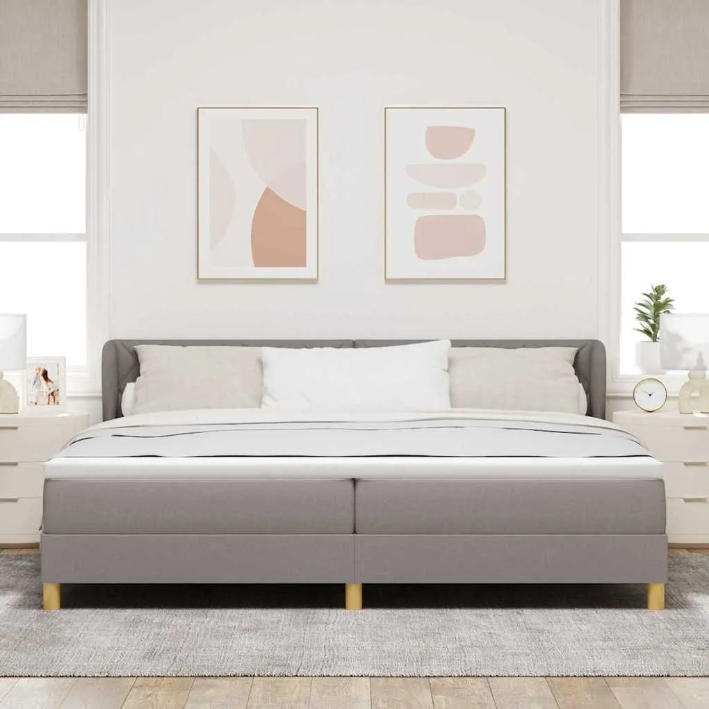 Rugós Ágy Matraccal Krém 90x200 cm Szövet Tópszínű 200 x 200 cm