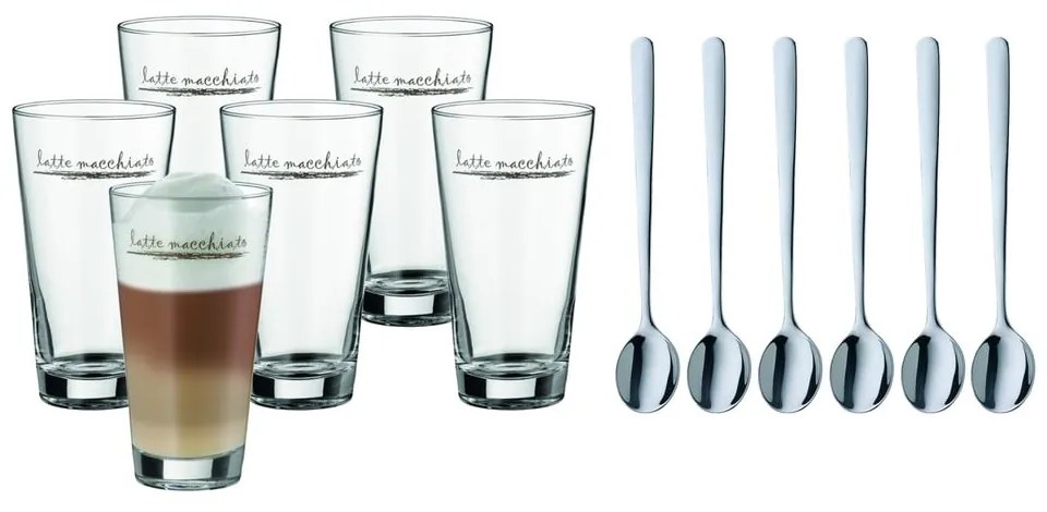 Ezüstszínű üveg bögre szett kanállal, 6 db-os 280 ml – WMF