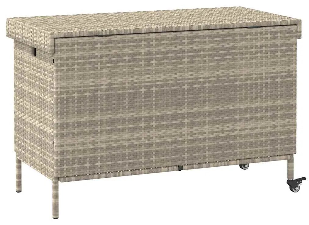 Kerti tároló doboz kerekekkel világosszürke 110x55x73 cm