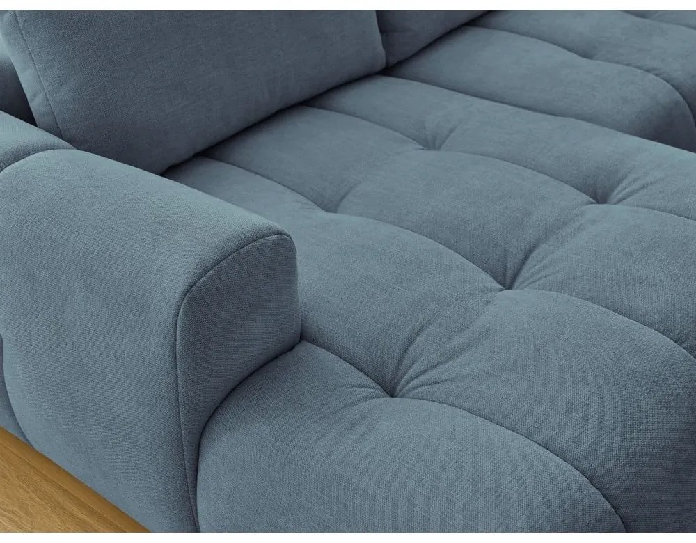 Kék kinyitható-tárolóhelyes sarokkanapé (jobb oldali-U alakú) Fuji – Bobochic Paris