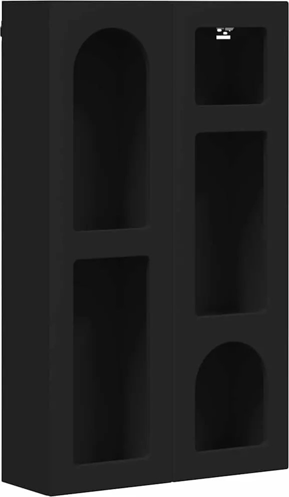 vidaXL Függő szekrény polcokkal Fekete 59 x 20 x 100 cm Faanyag