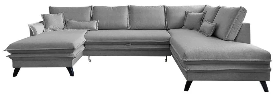 Charming Charlie sötétszürke kinyitható U alakú kanapé, jobb oldali - Miuform