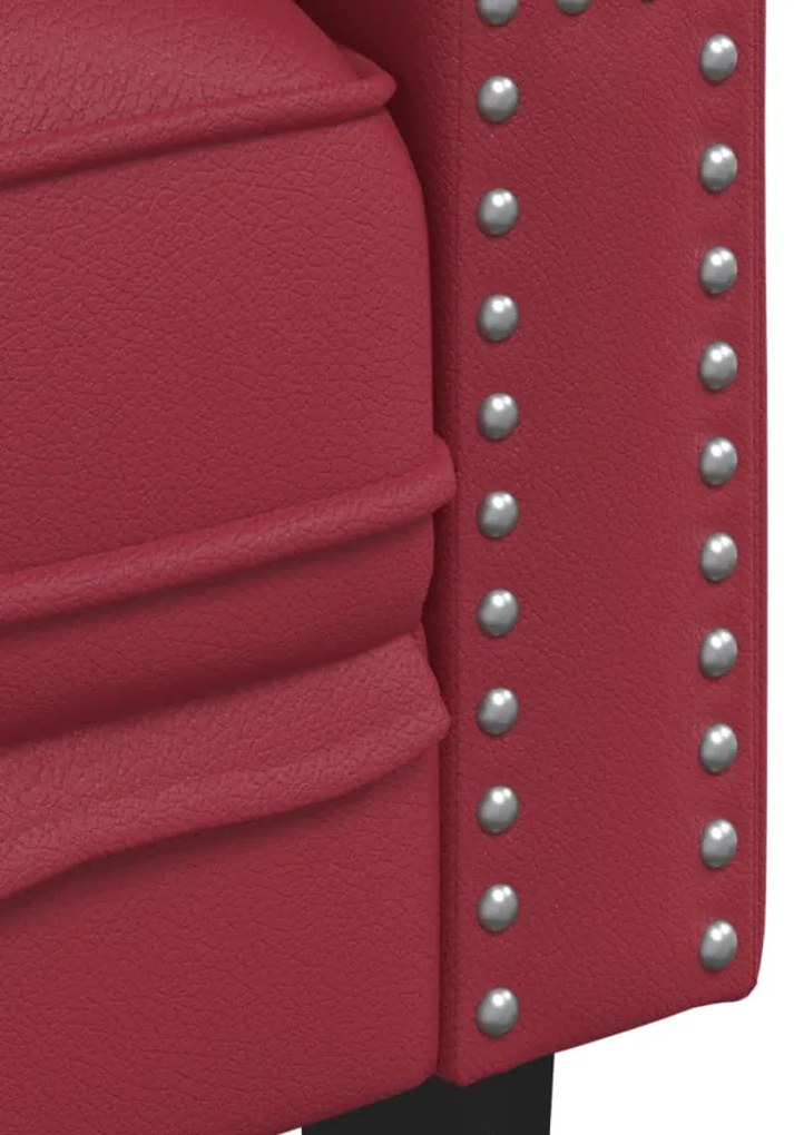 3 személyes bordó műbőr Chesterfield kanapé