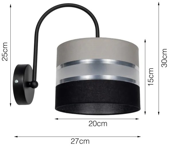 Fali lámpa CORAL 1xE27/60W/230V fekete/szürke