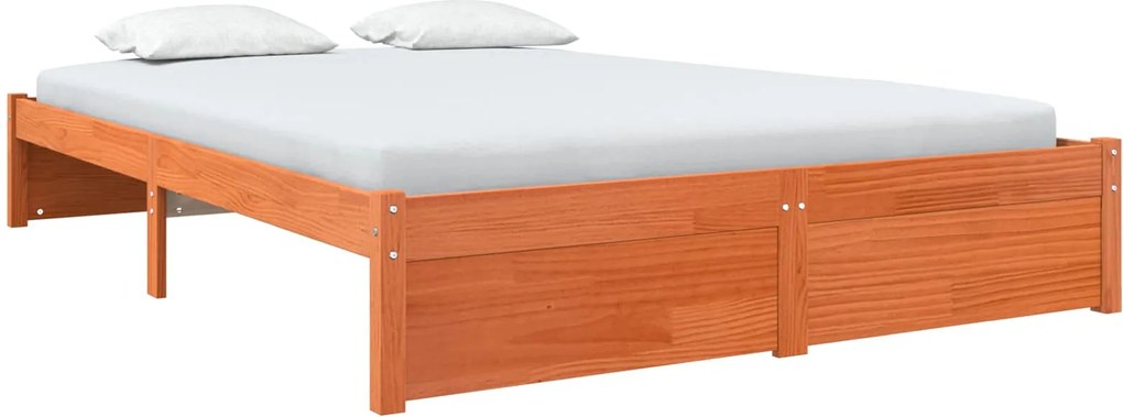 vidaXL Ágykeret Faggyú barna 150 x 200 cm Tömör fenyőfa