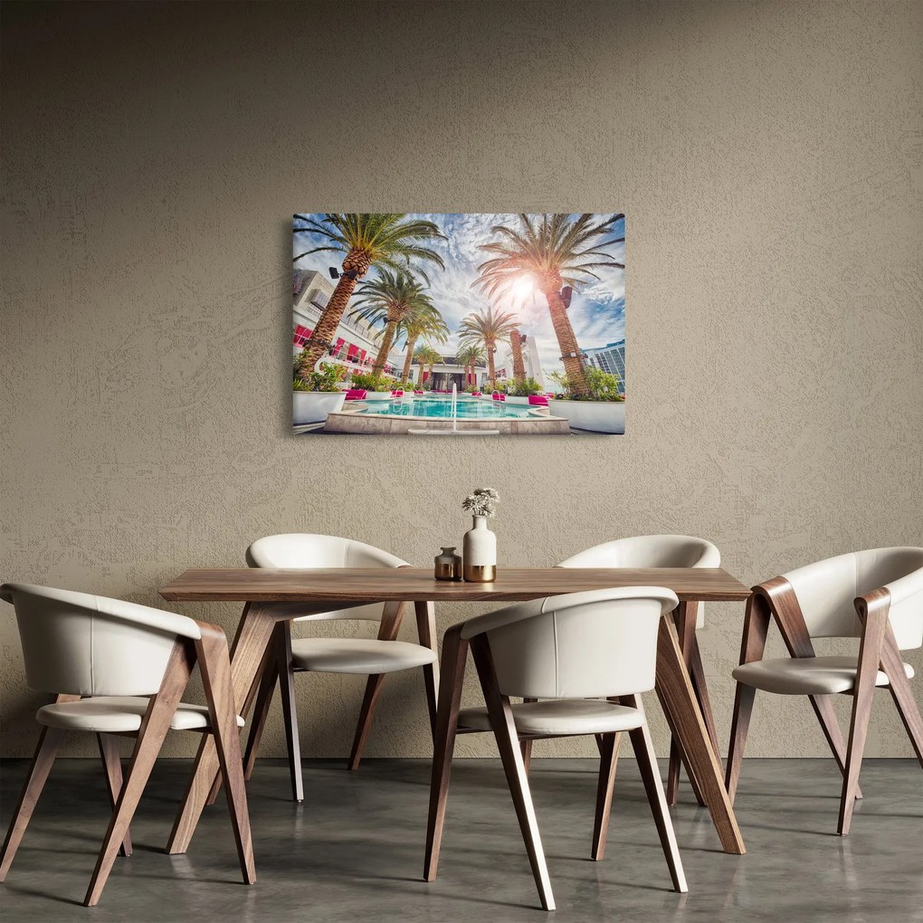 Kép - pálmafák úszómedencével (90x60 cm)