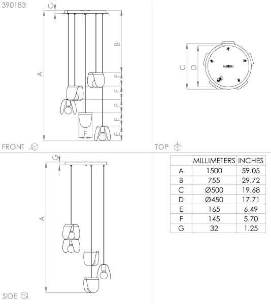 Eglo 390183 - Csillár zsinóron SERENARA 5xE27/40W/230V fekete/arany
