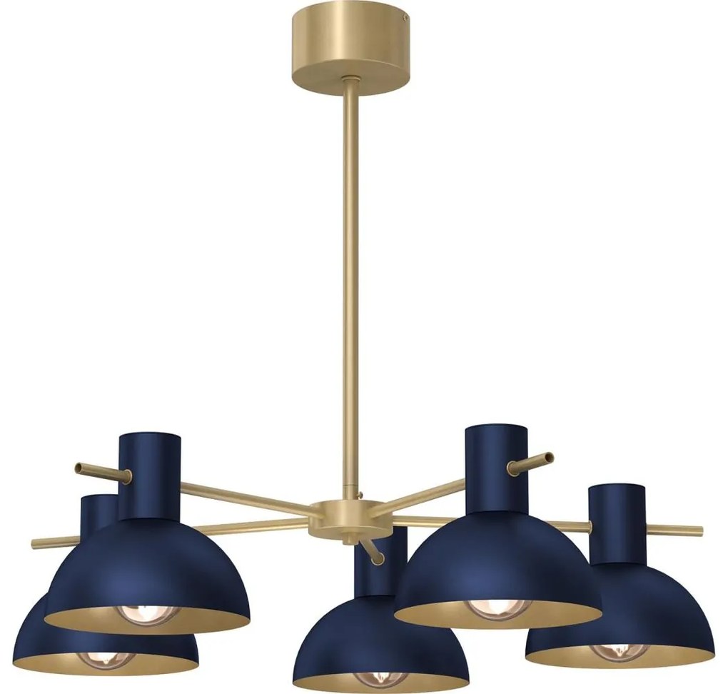 Csillár rúdon  ESTATE MINI 5xE27/15W/230V kék