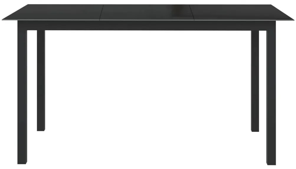 vidaXL black alumínium és üveg kerti asztal 150 x 90 x 74 cm