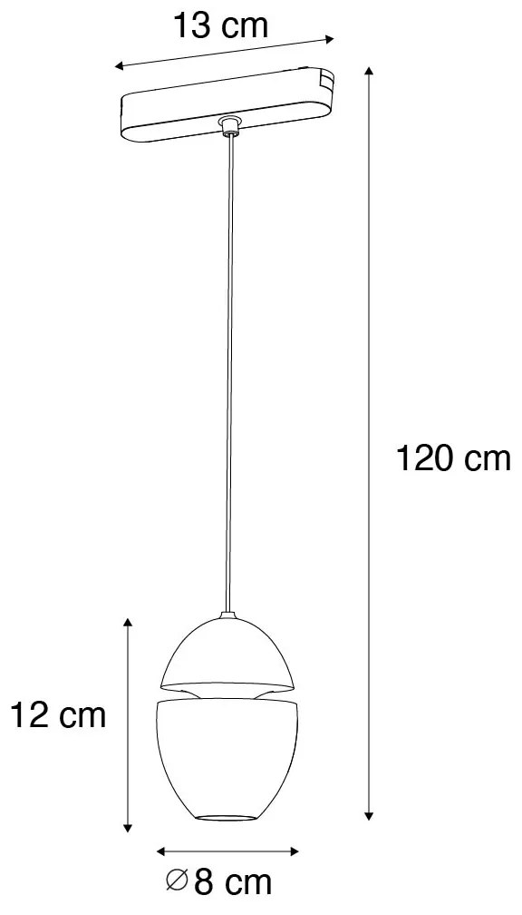 Modern fekete függőlámpa 1 fázisú sínrendszerhez LED-del - Magnetic Eggy