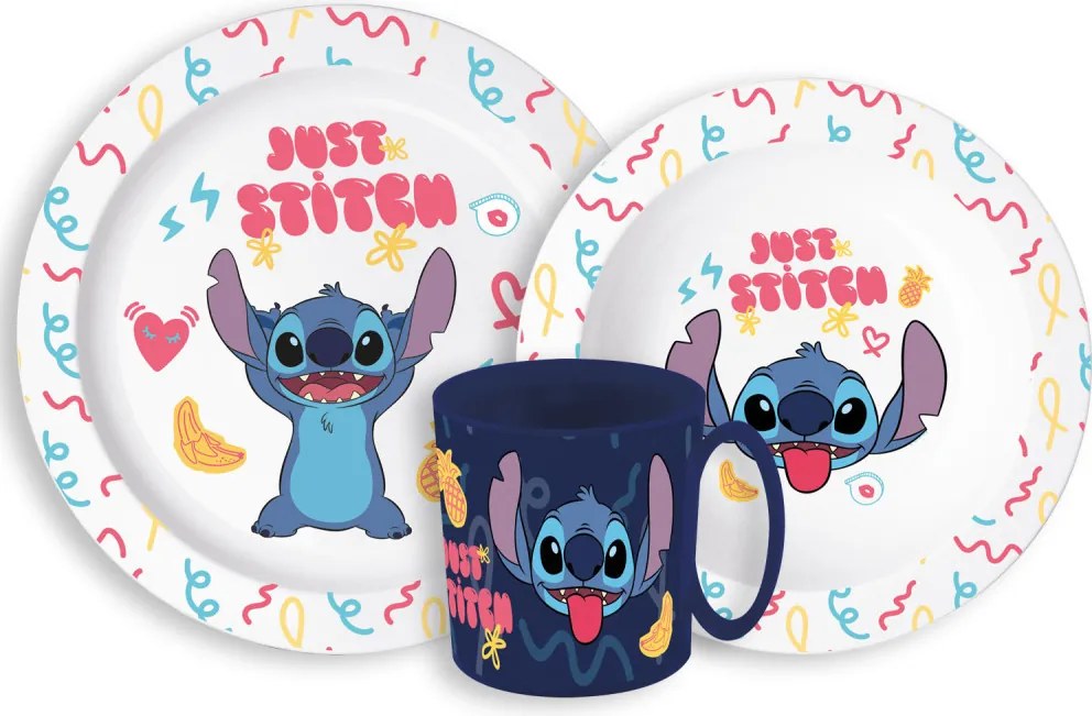 Disney Lilo és Stitch Palms étkészlet, micro műanyag szett bögrével 265 ml
