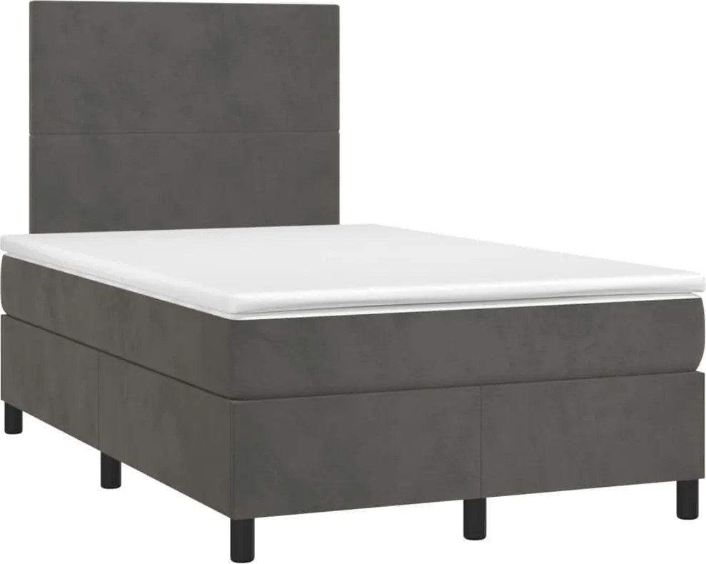 vidaXL sötétszürke bársony rugós ágy matraccal 120x190 cm