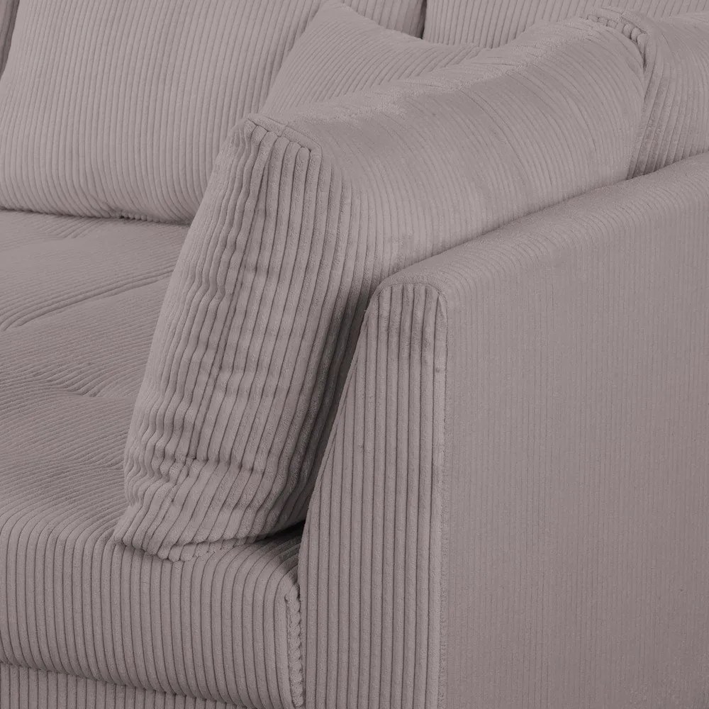 Szürke kordbársony sarokkanapé (jobb oldali) Ariella – Ropez