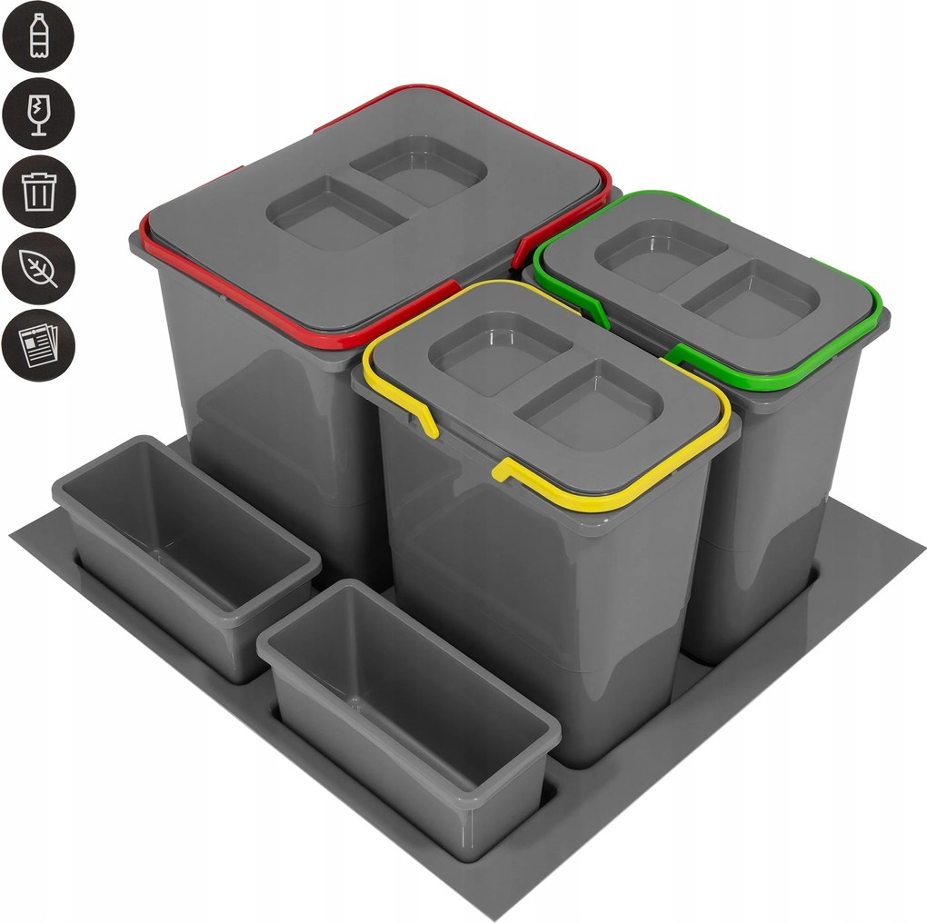 Szemeteskosár Matrica Rejs Praktiko 600mm-IG Tripla 1X15L 2X7L