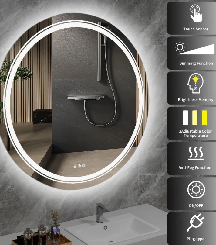 Dover falitükör ezüst 80 cm