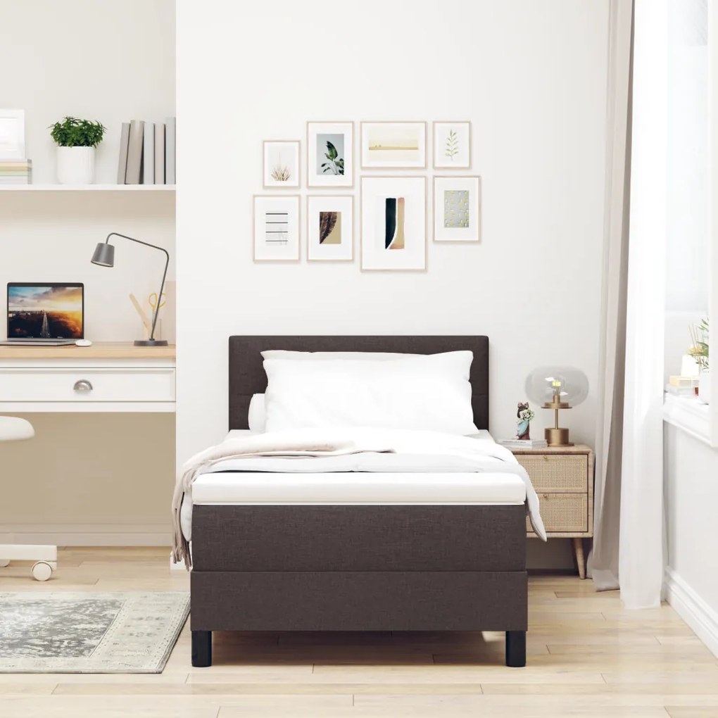 Boxspring Ágy Matraccal Sötétbarna 100x200 cm Szövet