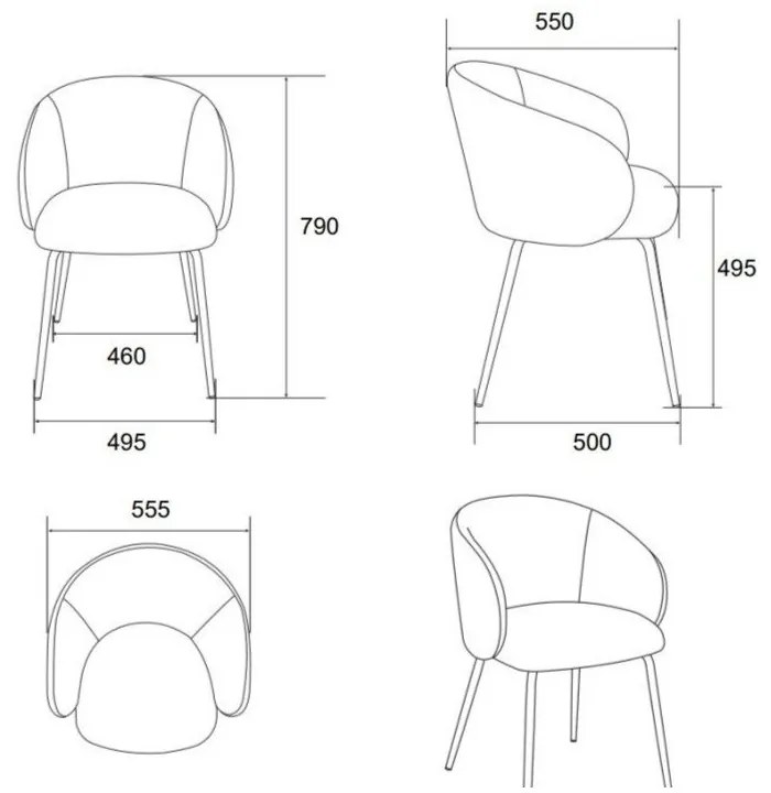 Krémszínű kárpitozott étkezőfotel szett 2 db-os Eleanor – Actona