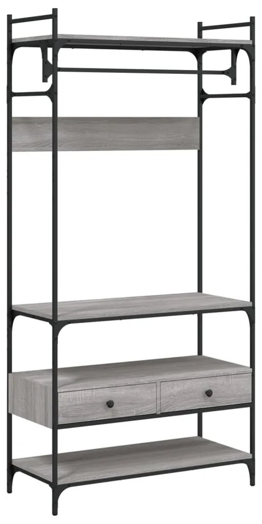 Szürke sonoma szerelt fa ruhásszekrény fiókokkal 89x39x184,5 cm